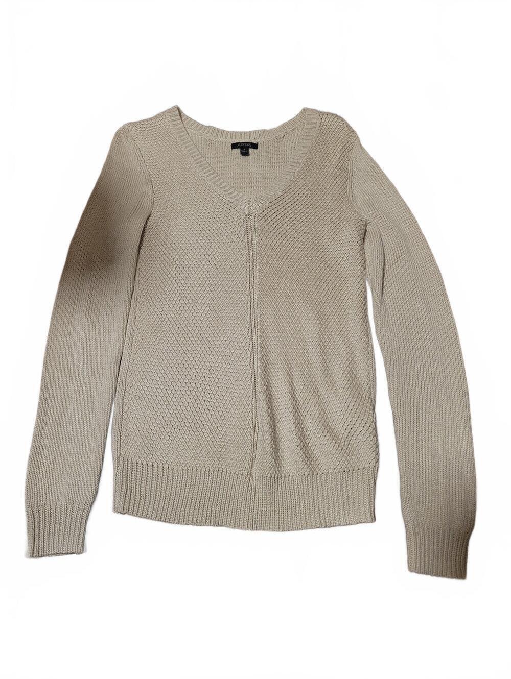 Apt9 V-Neck Cream Knit Sweater Size S